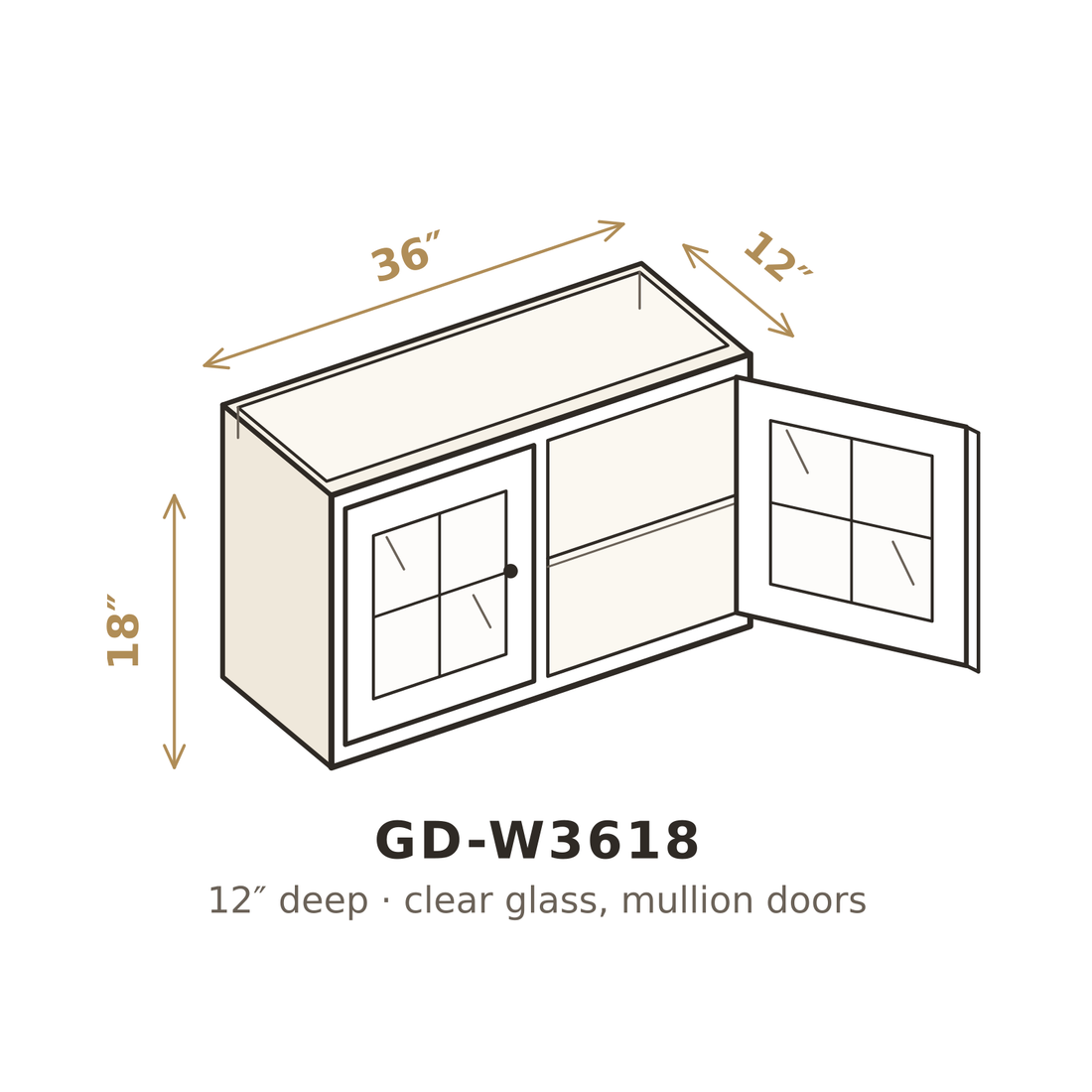 Vanilla White Shaker Clear Glass Doors for W3618