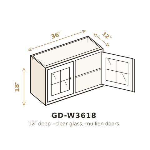 Roasted Espresso Shaker Clear Glass Doors for W3618