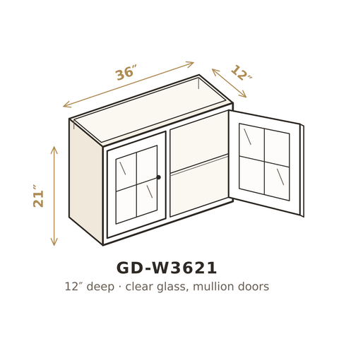 Roasted Espresso Shaker Clear Glass Doors for W3621