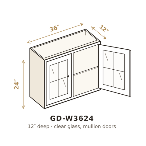 Roasted Espresso Shaker Clear Glass Doors for W3624