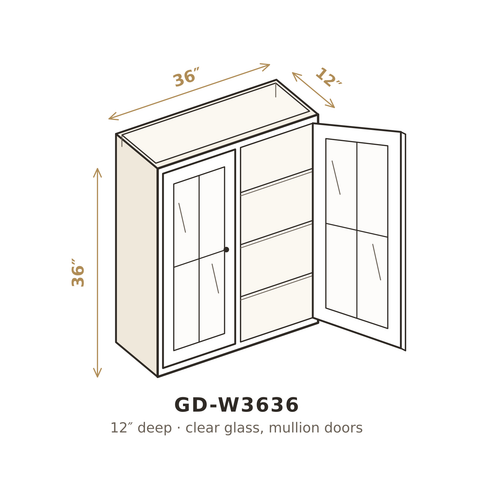 Roasted Espresso Shaker Clear Glass Doors for W3636
