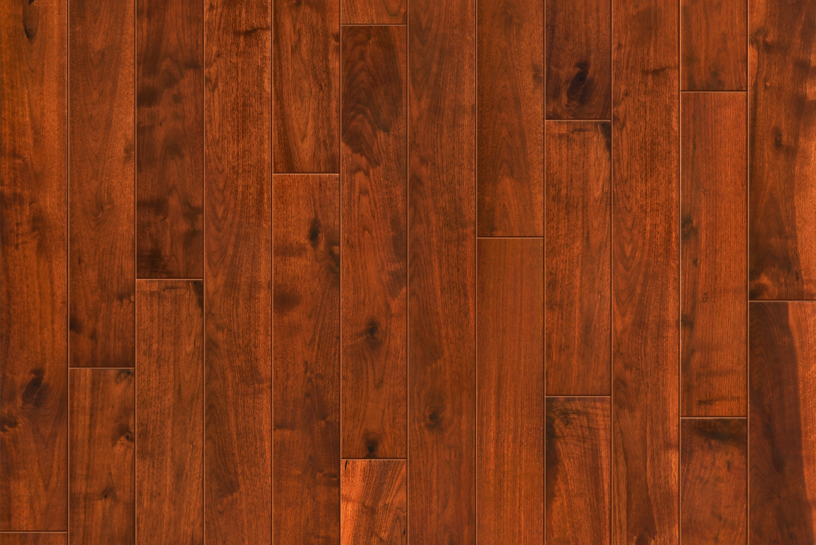 Garrison II Smooth Antique walnut engineered hardwood plank, 5-inch width, smooth finish with micro-beveled edge