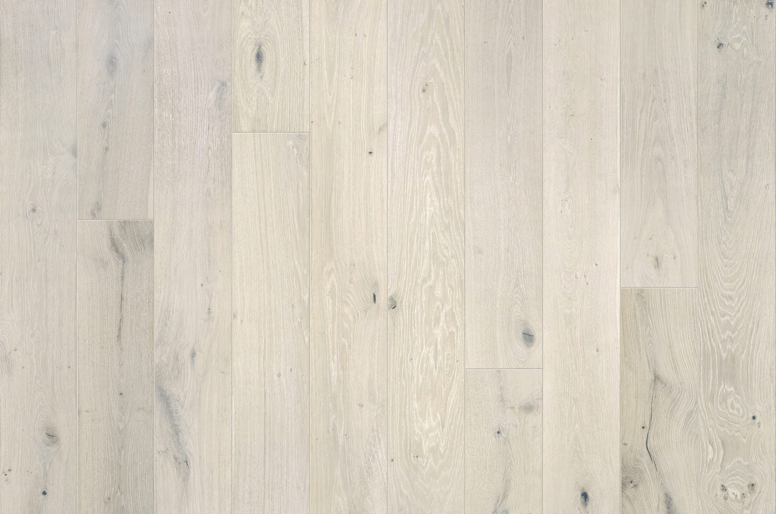Garrison Legends Bianca 7-1/2-inch engineered European Oak plank with light wire-brush texture and micro-beveled edges