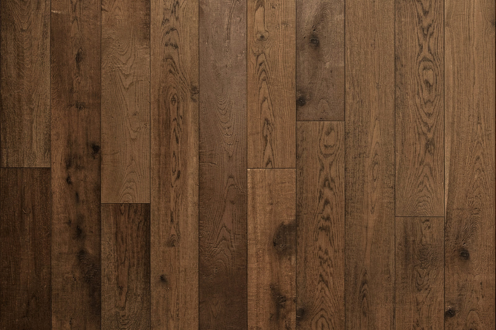 Garrison Legends Caffe 7-1/2-inch European Oak engineered hardwood plank in deep espresso brown with wire-brush texture