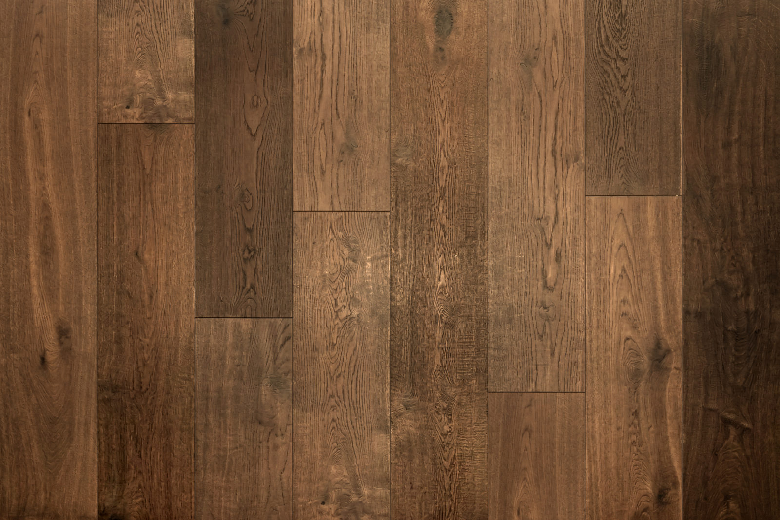 Garrison Legends La Belle engineered oak plank, dark chocolate tone with wire-brush and hand-distressed natural oil finish