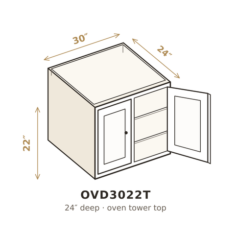 Polar Oxford White Oven Cabinet 30" W x 22" H (Top)