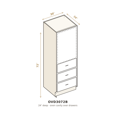 Polar Oxford White Oven Cabinet 30" W x 72" H (Bottom)