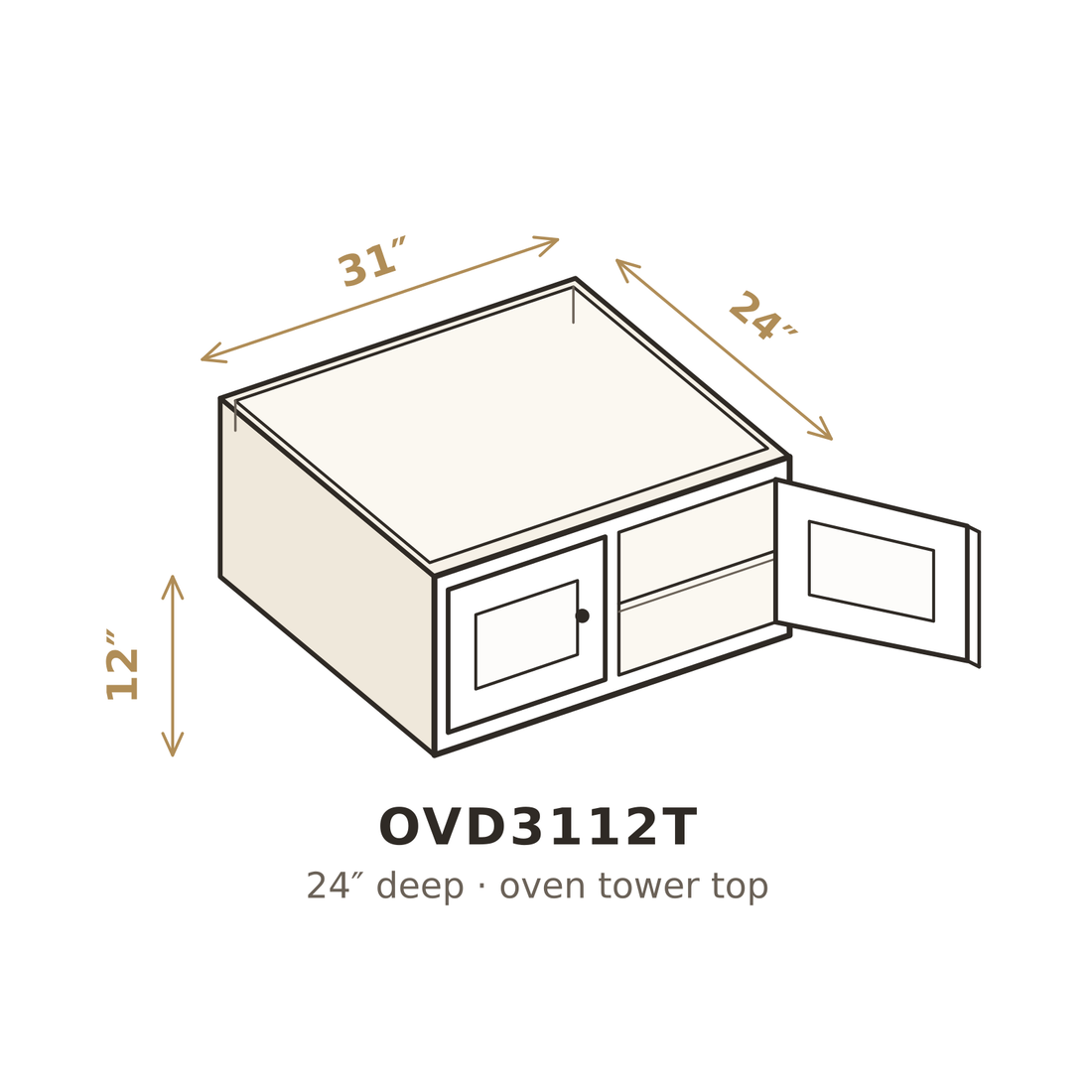 Toasted Maple Walnut Oven Cabinet 31" W x 12" H (Top)
