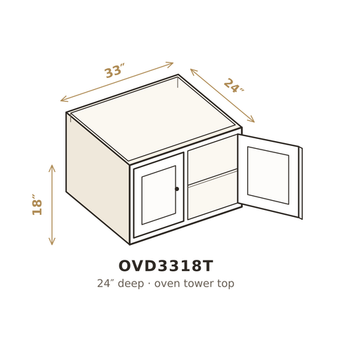 Roasted Espresso Shaker Oven Cabinet 33" W x 18" H (Top)