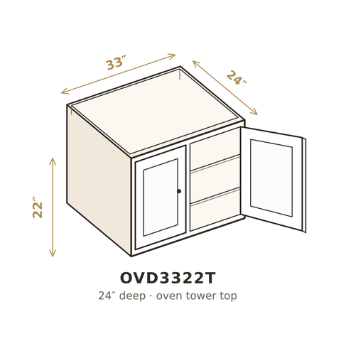 Midnight Black Shaker Oven Cabinet 33" W x 22" H (Top)