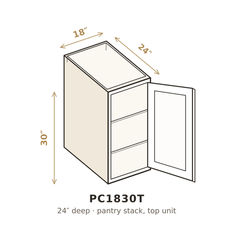 Polar Oxford White Pantry Cabinet 18" W x 30" H (Top)