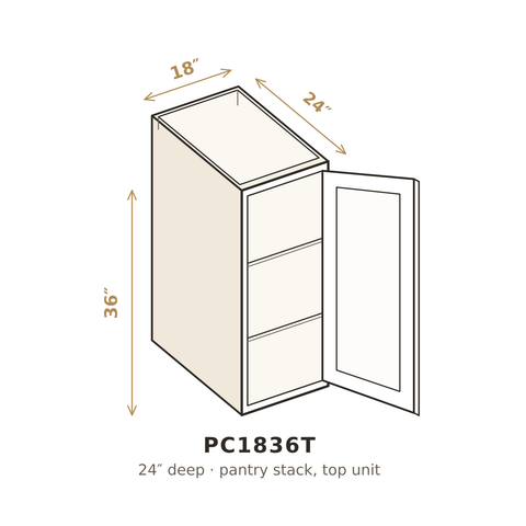 Roasted Espresso Shaker Pantry Cabinet 18" W x 36" H (Top)