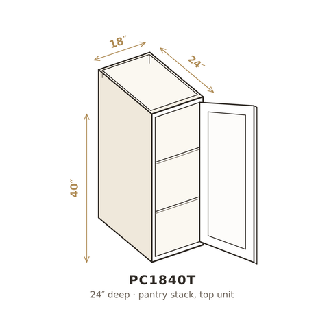 Heritage Antique White Pantry Cabinet 18" W x 40" H (Top)