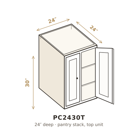 Roasted Espresso Shaker Pantry Cabinet 24" W x 30" H (Top)