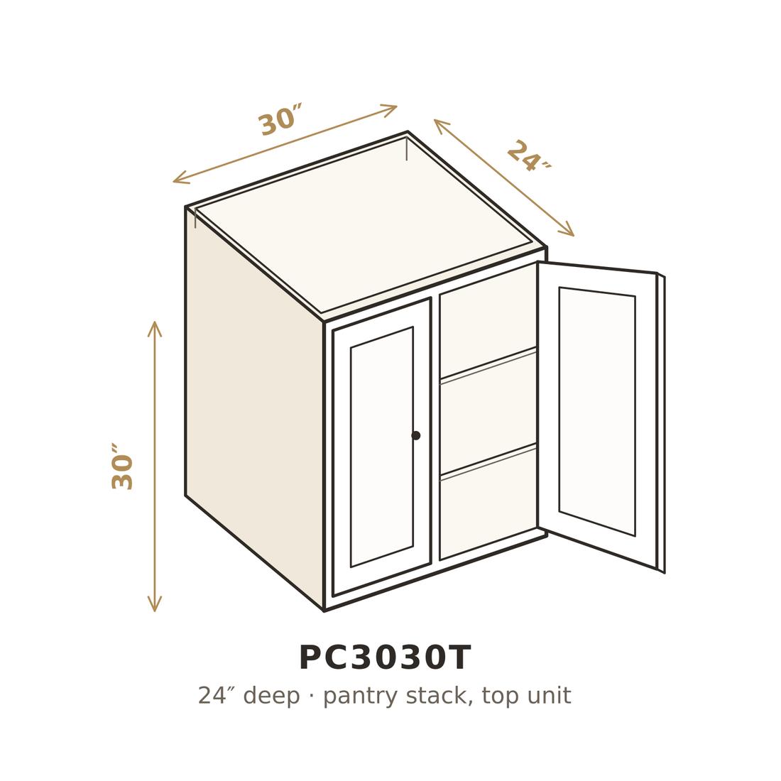 Storm Grey Shaker Pantry Cabinet 30" W x 30" H (Top)
