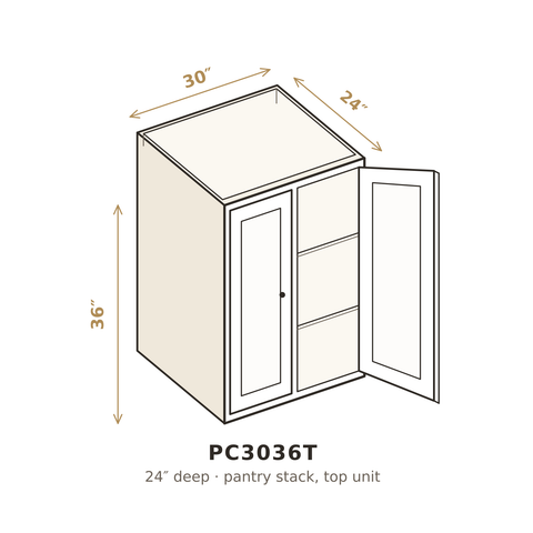 Roasted Espresso Shaker Pantry Cabinet 30" W x 36" H (Top)