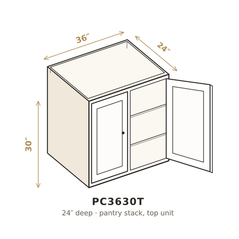 Misty Light Grey Pantry Cabinet 36" W x 30" H (Top)