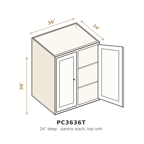 Misty Light Grey Pantry Cabinet 36" W x 36" H (Top)