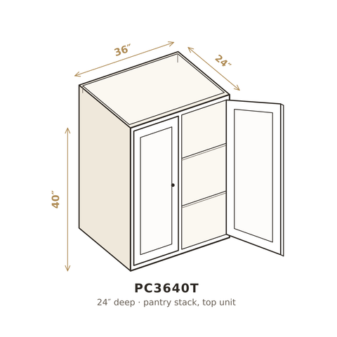 Misty Light Grey Pantry Cabinet 36" W x 40" H (Top)