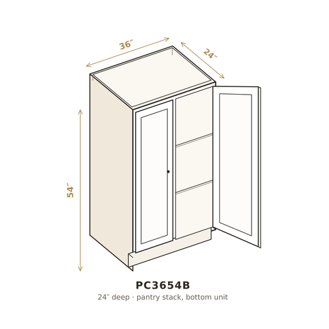 Misty Light Grey Pantry Cabinet 36" W x 54" H (Bottom)