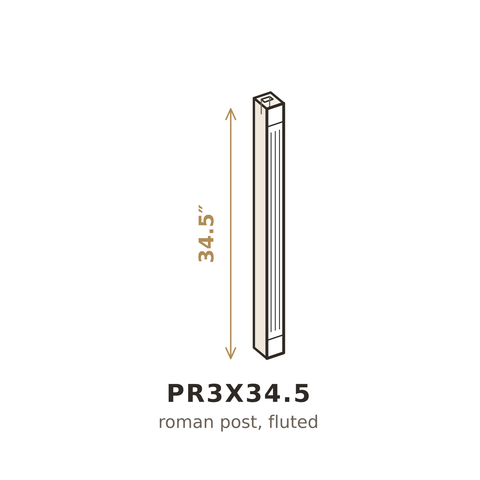Heritage Antique White Roman Post 3" x 34.5"