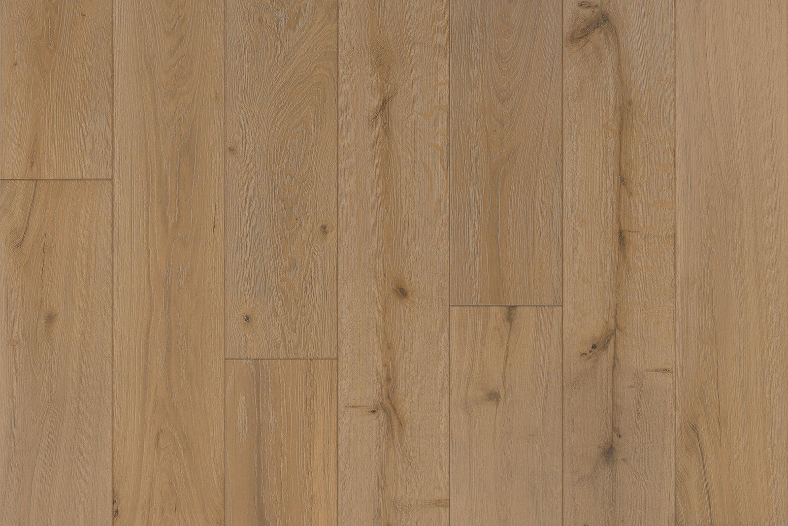 Garrison Private Selection Gobi engineered hardwood, 8-5/8 in. European Oak plank with light wire-brush finish and micro-beveled edges.