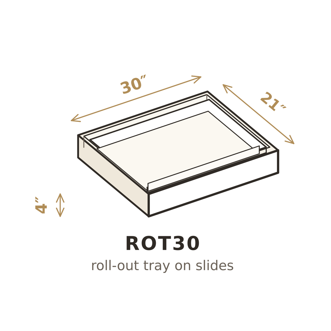 Vanilla White Shaker Roll-Out Tray 30"