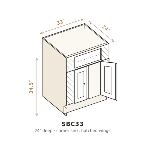 Midnight Black Shaker Corner Sink Base 33"
