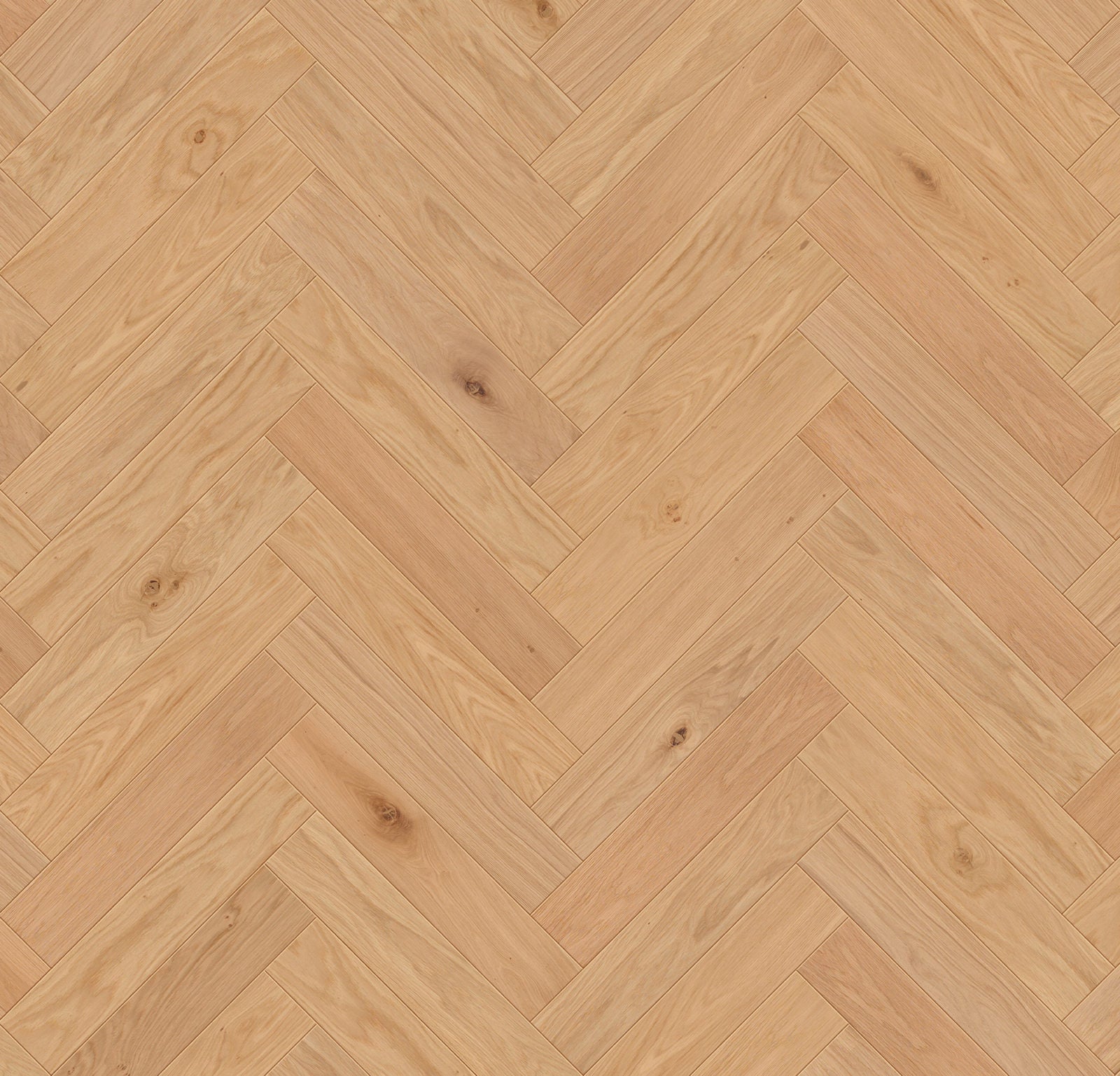 Close-up of Allora Sella Herringbone light tan European Oak engineered flooring in a herringbone pattern.