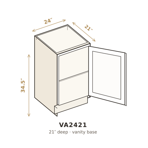 Midnight Black Shaker Vanity Base 24"