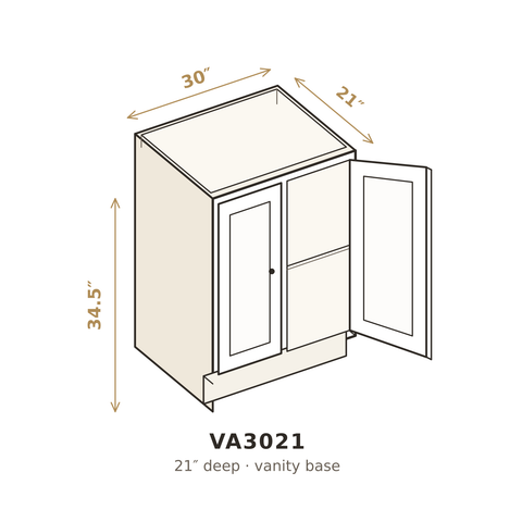 Polar Oxford White Vanity Base 30"