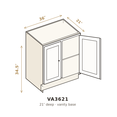 Polar Oxford White Vanity Base 36"