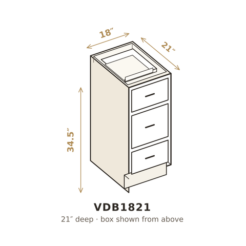 Polar Oxford White Vanity Drawer Base 18"
