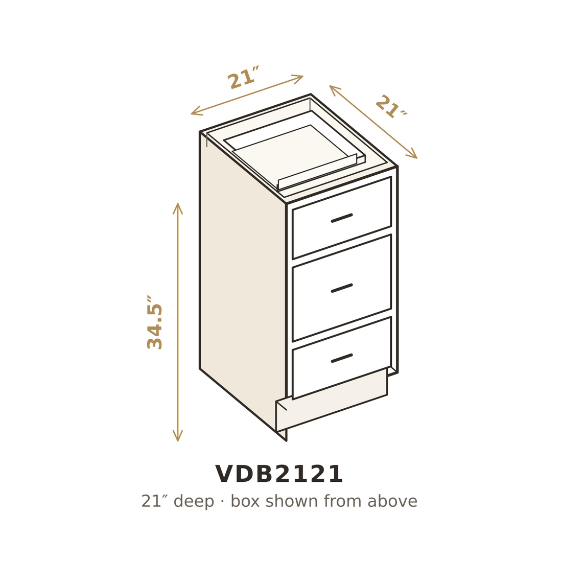 Misty Light Grey Vanity Drawer Base 21"