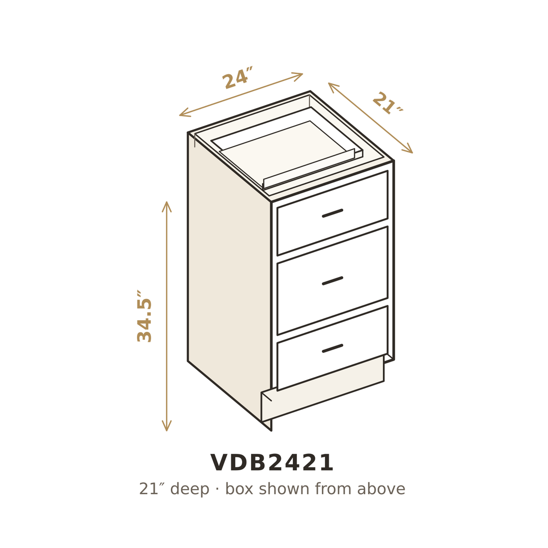 Vanilla White Shaker Vanity Drawer Base 24"
