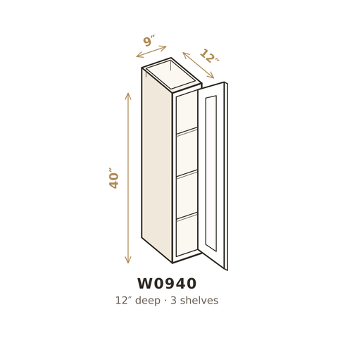 Roasted Espresso Shaker Wall Cabinet 9" W x 40" H
