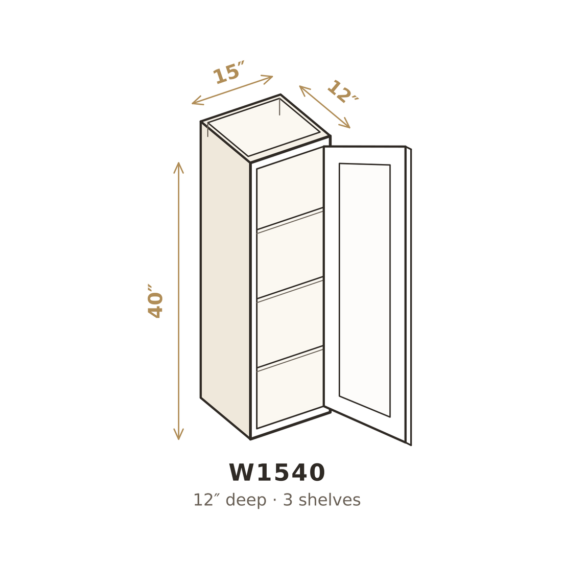 Alpine Snow Clay Wall Cabinet 15" W x 40" H