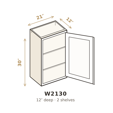 Polar Oxford White Wall Cabinet 21" W x 30" H
