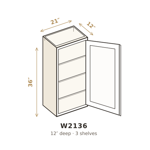 Polar Oxford White Wall Cabinet 21" W x 36" H