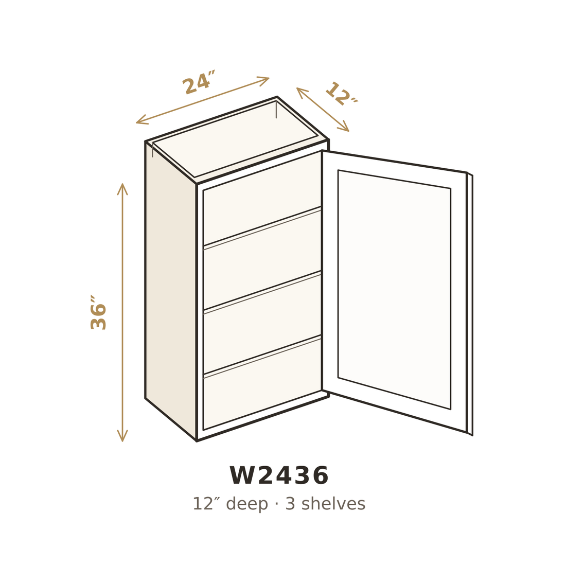 Vanilla White Shaker Wall Cabinet 24" W x 36" H