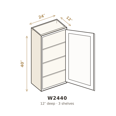 Roasted Espresso Shaker Wall Cabinet 24" W x 40" H