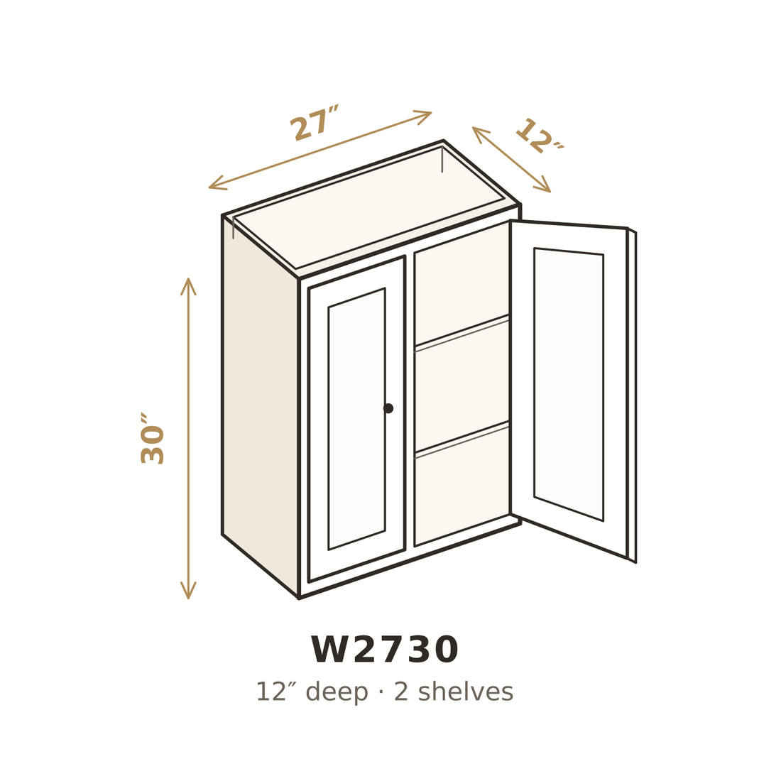 Misty Light Grey Wall Cabinet 27" W x 30" H