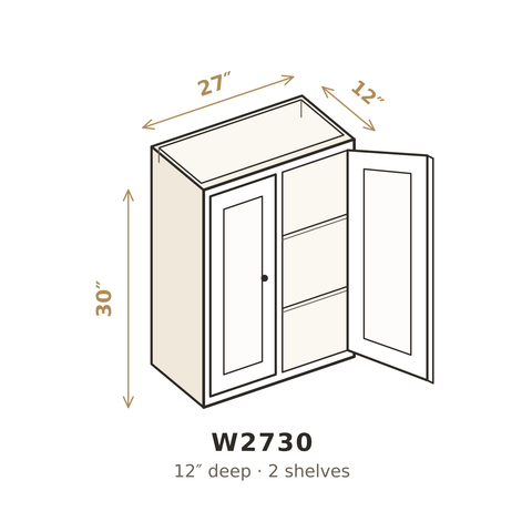 Polar Oxford White Wall Cabinet 27" W x 30" H