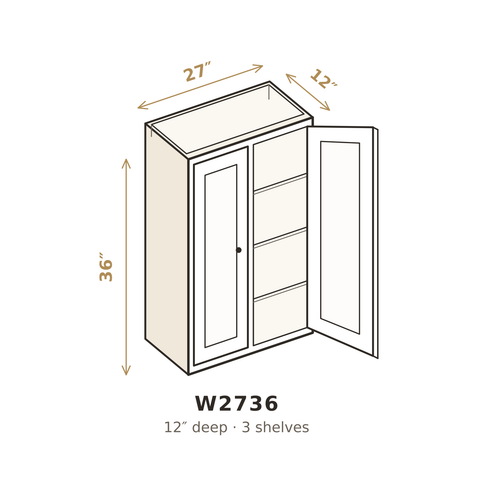 Roasted Espresso Shaker Wall Cabinet 27" W x 36" H