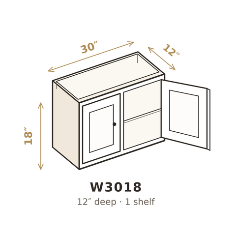 Roasted Espresso Shaker Wall Cabinet 30" W x 18" H