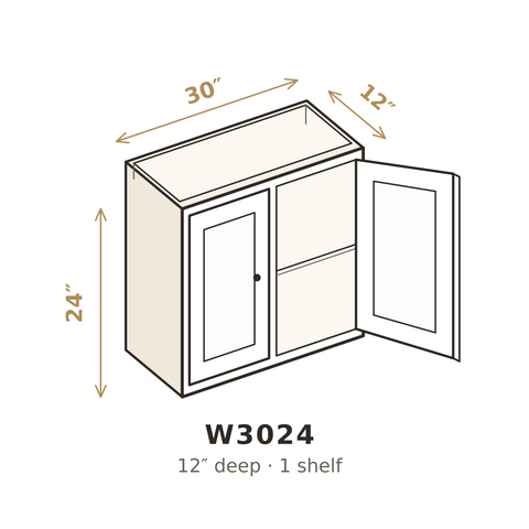 Roasted Espresso Shaker Wall Cabinet 30" W x 24" H