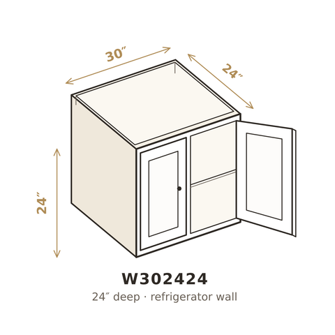Misty Light Grey Wall Cabinet 30" W x 24" H x 24" D