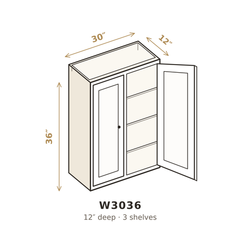 Roasted Espresso Shaker Wall Cabinet 30" W x 36" H