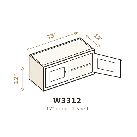 Polar Oxford White Wall Cabinet 33" W x 12" H