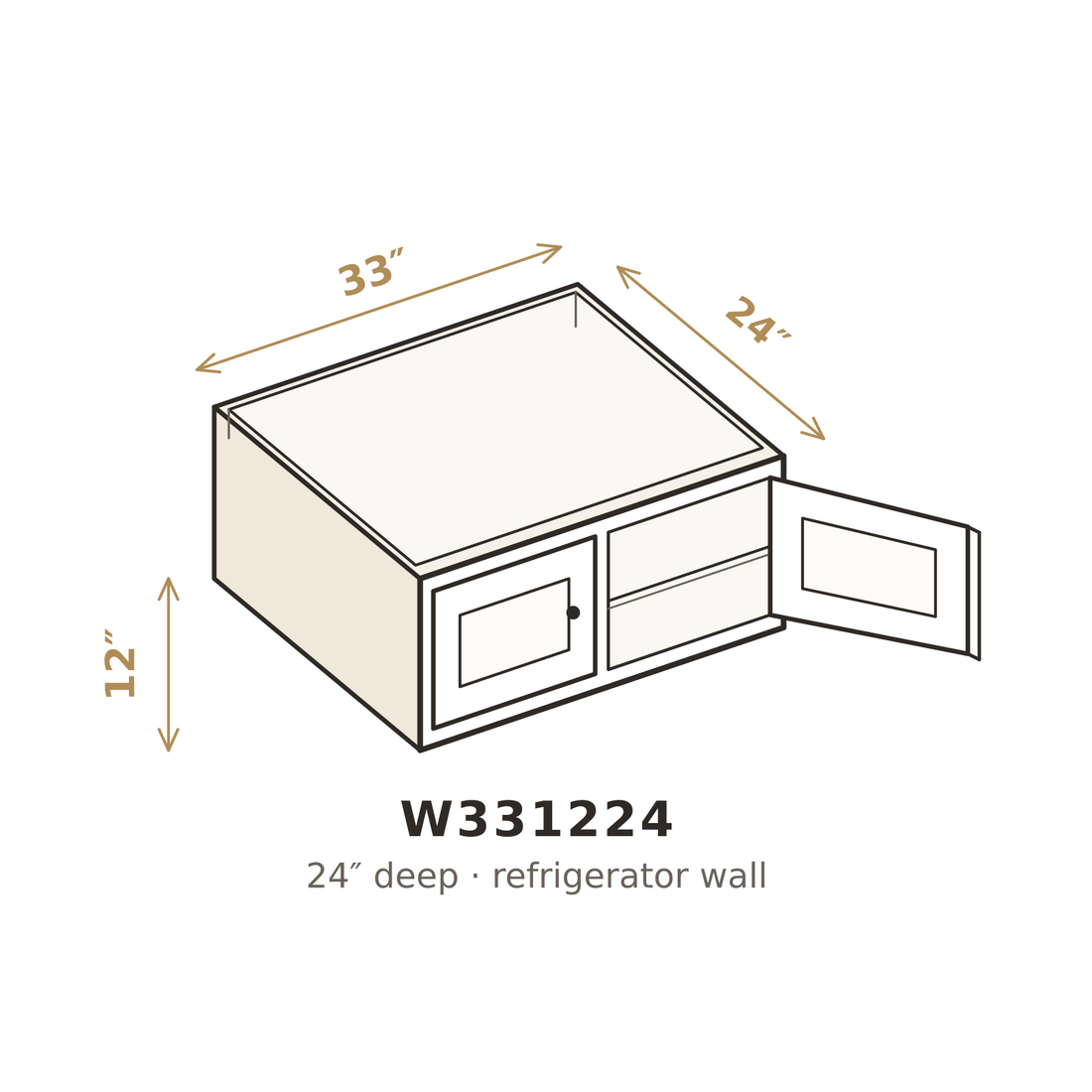 Polar Oxford White Wall Cabinet 33" W x 12" H x 24" D